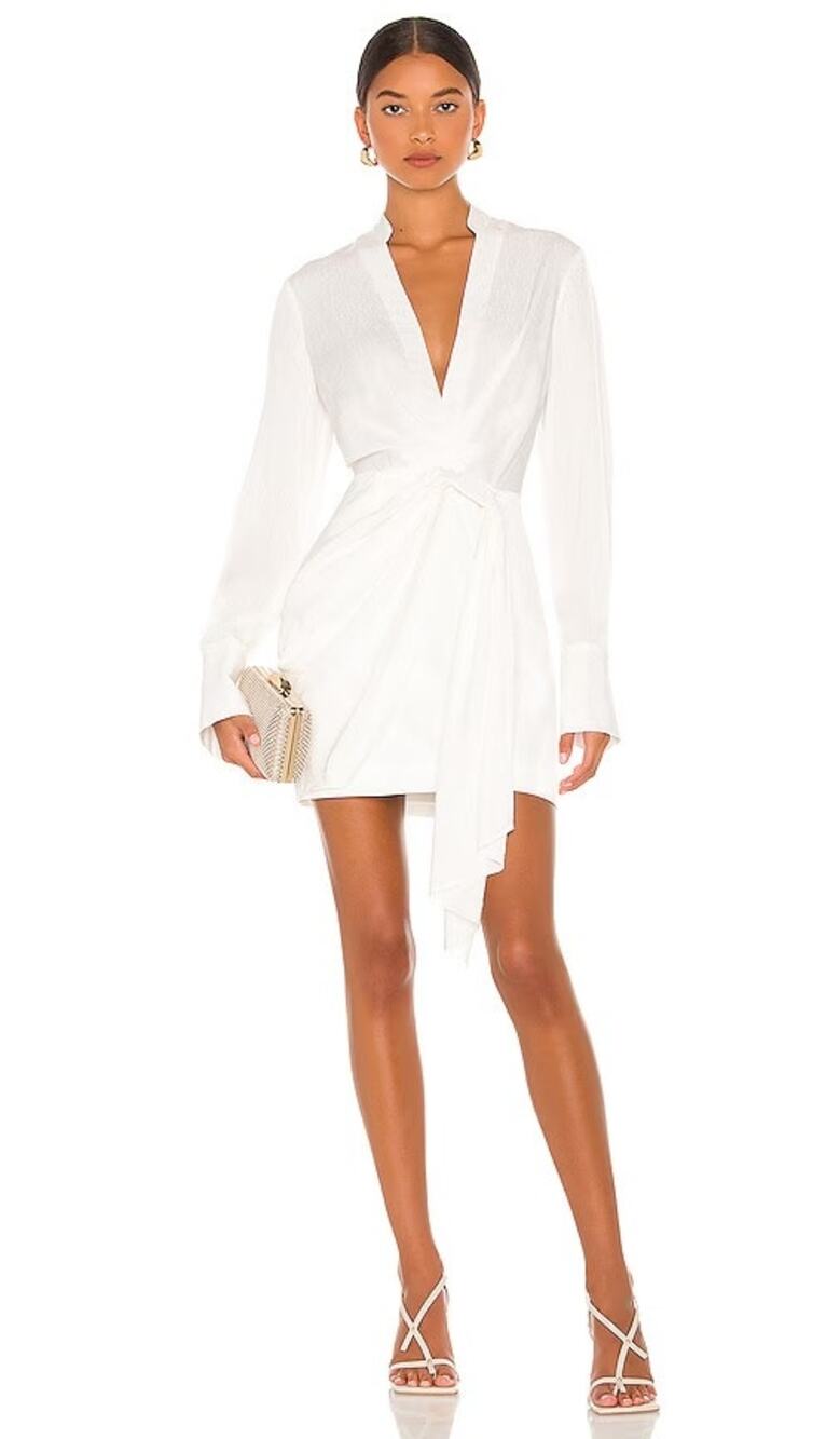 SIGNIFICANT OTHER Amalfi Knot Mini Dress White Fluid 4 Bridal Rehearsal Luxe
